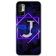Poco M3 Pro Dark Neon Yaprak J Harfi Baskılı Uyumlu Silikon Kılıf