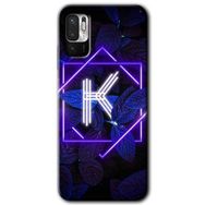Poco M3 Pro Dark Neon Yaprak K Harfi Baskılı Uyumlu Silikon Kılıf