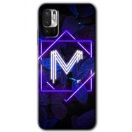 Poco M3 Pro Dark Neon Yaprak M Harfi Baskılı Uyumlu Silikon Kılıf