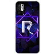Poco M3 Pro Dark Neon Yaprak R Harfi Baskılı Uyumlu Silikon Kılıf