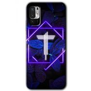 Poco M3 Pro Dark Neon Yaprak T Harfi Baskılı Uyumlu Silikon Kılıf