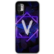 Poco M3 Pro Dark Neon Yaprak V Harfi Baskılı Uyumlu Silikon Kılıf