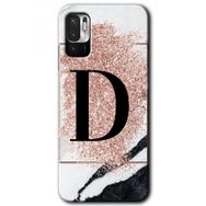 Poco M3 Pro Pembe Mermer Desenli D Harfi Baskılı Uyumlu Silikon Kılıf