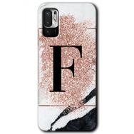 Poco M3 Pro Pembe Mermer Desenli F Harfi Baskılı Uyumlu Silikon Kılıf