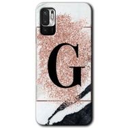 Poco M3 Pro Pembe Mermer Desenli G Harfi Baskılı Uyumlu Silikon Kılıf