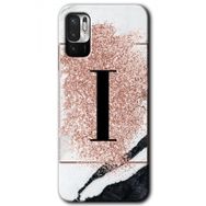 Poco M3 Pro Pembe Mermer Desenli İ Harfi Baskılı Uyumlu Silikon Kılıf