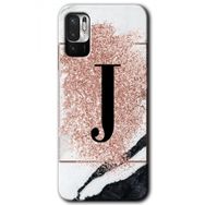 Poco M3 Pro Pembe Mermer Desenli J Harfi Baskılı Uyumlu Silikon Kılıf