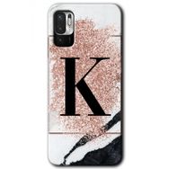 Poco M3 Pro Pembe Mermer Desenli K Harfi Baskılı Uyumlu Silikon Kılıf