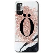 Poco M3 Pro Pembe Mermer Desenli O Harfi Baskılı Uyumlu Silikon Kılıf
