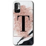 Poco M3 Pro Pembe Mermer Desenli T Harfi Baskılı Uyumlu Silikon Kılıf