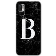 Poco M3 Pro Siyah Mermer Desenli B Harfi Baskılı Uyumlu Silikon Kılıf