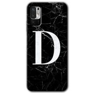 Poco M3 Pro Siyah Mermer Desenli D Harfi Baskılı Uyumlu Silikon Kılıf