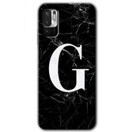 Poco M3 Pro Siyah Mermer Desenli G Harfi Baskılı Uyumlu Silikon Kılıf