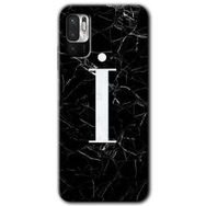 Poco M3 Pro Siyah Mermer Desenli İ Harfi Baskılı Uyumlu Silikon Kılıf