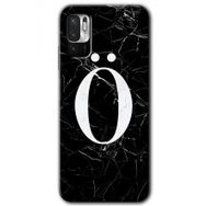 Poco M3 Pro Siyah Mermer Desenli O Harfi Baskılı Uyumlu Silikon Kılıf