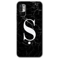 Poco M3 Pro Siyah Mermer Desenli Ş Harfi Baskılı Uyumlu Silikon Kılıf