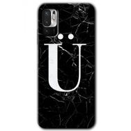 Poco M3 Pro Siyah Mermer Desenli Ü Harfi Baskılı Uyumlu Silikon Kılıf