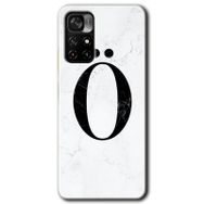 Poco M4 Pro 5G Beyaz Mermer Desenli M Harfi Baskılı Uyumlu Silikon Kılıf