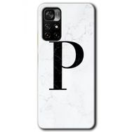 Poco M4 Pro 5G Beyaz Mermer Desenli P Harfi Baskılı Uyumlu Silikon Kılıf