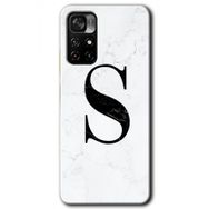 Poco M4 Pro 5G Beyaz Mermer Desenli S Harfi Baskılı Uyumlu Silikon Kılıf