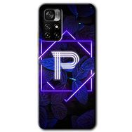 Poco M4 Pro 5G Dark Neon Yaprak P Harfi Baskılı Uyumlu Silikon Kılıf