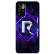 Poco M4 Pro 5G Dark Neon Yaprak R Harfi Baskılı Uyumlu Silikon Kılıf