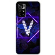 Poco M4 Pro 5G Dark Neon Yaprak V Harfi Baskılı Uyumlu Silikon Kılıf