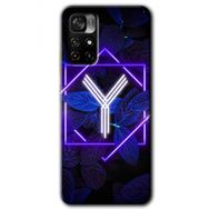 Poco M4 Pro 5G Dark Neon Yaprak Y Harfi Baskılı Uyumlu Silikon Kılıf