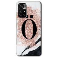Poco M4 Pro 5G Pembe Mermer Desenli O Harfi Baskılı Uyumlu Silikon Kılıf