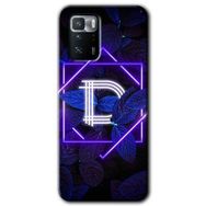 Poco X3 GT Dark Neon Yaprak D Harfi Baskılı Uyumlu Silikon Kılıf