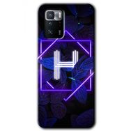 Poco X3 GT Dark Neon Yaprak H Harfi Baskılı Uyumlu Silikon Kılıf