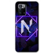 Poco X3 GT Dark Neon Yaprak N Harfi Baskılı Uyumlu Silikon Kılıf