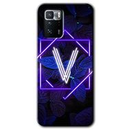 Poco X3 GT Dark Neon Yaprak V Harfi Baskılı Uyumlu Silikon Kılıf