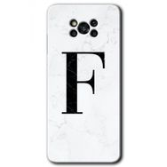 Poco X3 NFC Beyaz Mermer Desenli F Harfi Baskılı Uyumlu Silikon Kılıf