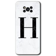 Poco X3 NFC Beyaz Mermer Desenli H Harfi Baskılı Uyumlu Silikon Kılıf
