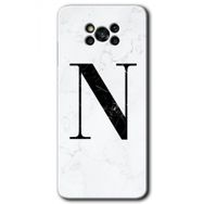 Poco X3 NFC Beyaz Mermer Desenli N Harfi Baskılı Uyumlu Silikon Kılıf
