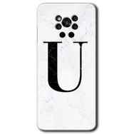 Poco X3 NFC Beyaz Mermer Desenli Ü Harfi Baskılı Uyumlu Silikon Kılıf