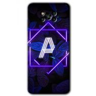 Poco X3 NFC Dark Neon Yaprak A Harfi Baskılı Uyumlu Silikon Kılıf