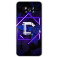 Poco X3 NFC Dark Neon Yaprak D Harfi Baskılı Uyumlu Silikon Kılıf