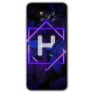 Poco X3 NFC Dark Neon Yaprak H Harfi Baskılı Uyumlu Silikon Kılıf