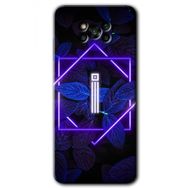 Poco X3 NFC Dark Neon Yaprak İ Harfi Baskılı Uyumlu Silikon Kılıf