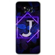 Poco X3 NFC Dark Neon Yaprak J Harfi Baskılı Uyumlu Silikon Kılıf