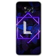 Poco X3 NFC Dark Neon Yaprak L Harfi Baskılı Uyumlu Silikon Kılıf