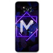 Poco X3 NFC Dark Neon Yaprak M Harfi Baskılı Uyumlu Silikon Kılıf