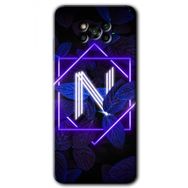 Poco X3 NFC Dark Neon Yaprak N Harfi Baskılı Uyumlu Silikon Kılıf