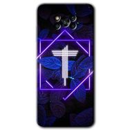 Poco X3 NFC Dark Neon Yaprak T Harfi Baskılı Uyumlu Silikon Kılıf