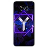 Poco X3 NFC Dark Neon Yaprak Y Harfi Baskılı Uyumlu Silikon Kılıf