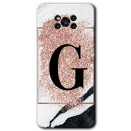 Poco X3 NFC Pembe Mermer Desenli G Harfi Baskılı Uyumlu Silikon Kılıf