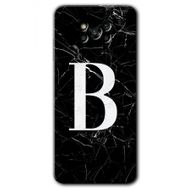 Poco X3 NFC Siyah Mermer Desenli B Harfi Baskılı Uyumlu Silikon Kılıf