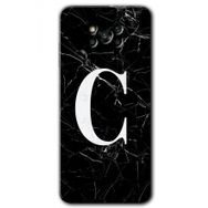 Poco X3 NFC Siyah Mermer Desenli C Harfi Baskılı Uyumlu Silikon Kılıf